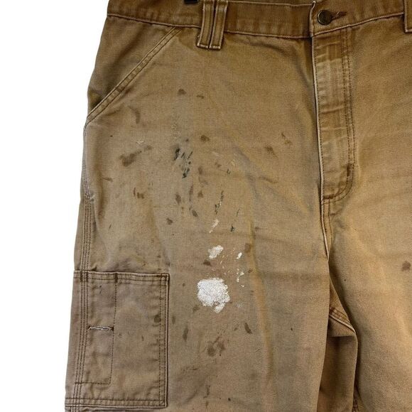 90s Carhartt duck canvas Mens 40 Distressed Faded Shorts tan - Picture 15 of 16